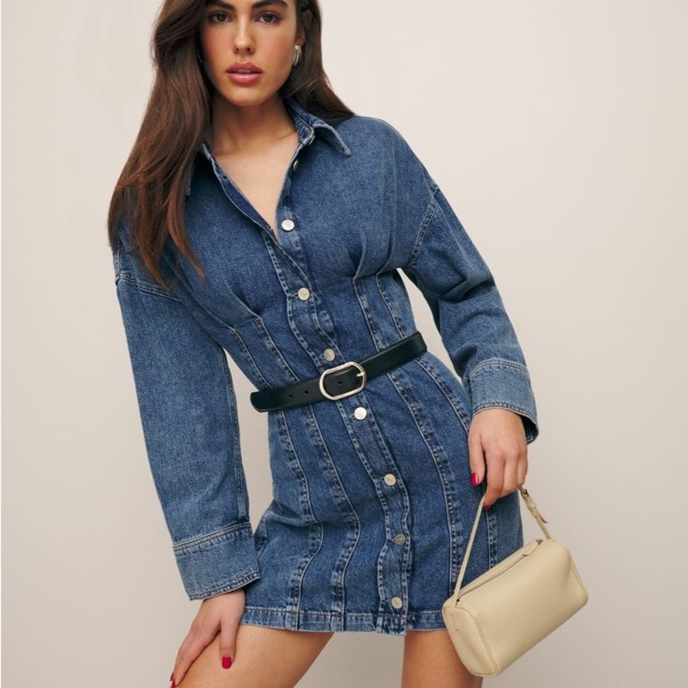NWT Reformation Roxanna cinch waist denim mini dress ***sold out online